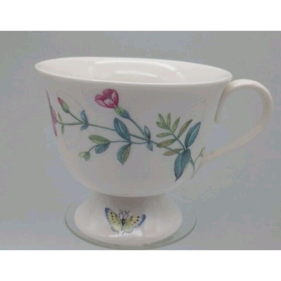 Nantucket Home Footed Tea Cup Botanical Flower Butterfly Floral Delicate - Picture 1 of 8